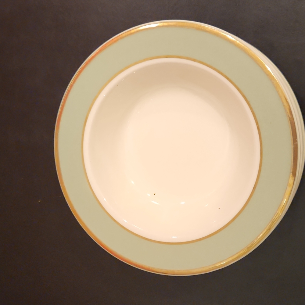 6 each Taylor Smith Taylor Heritage Green Dessert Bowls